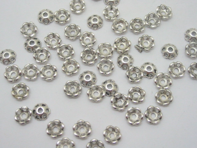 500 metal floral bead caps 9mm - Click Image to Close